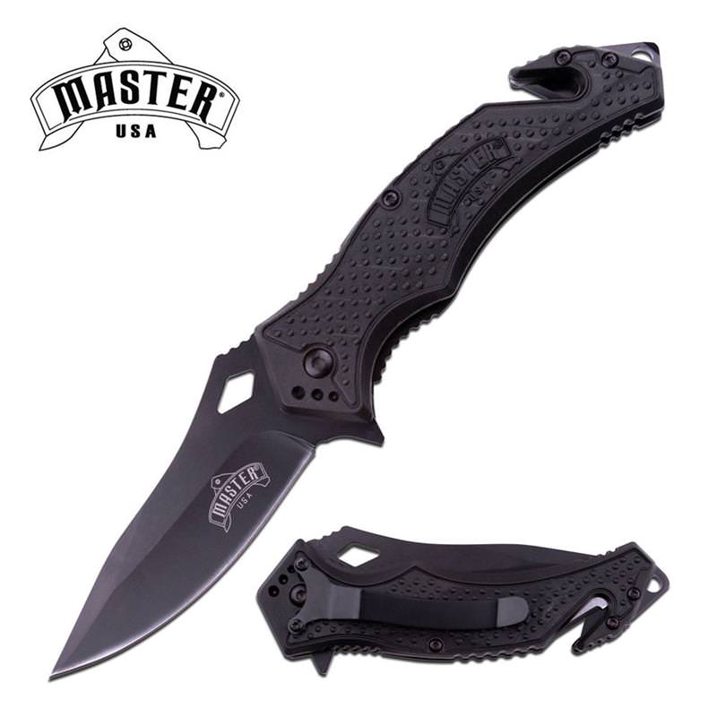 3.25" Black Blade Tactical Rescue EDC Spring Assist Knife - Tophatter's Army Products & Self Defense Collectible Weapons - Tophatter Daily Deals